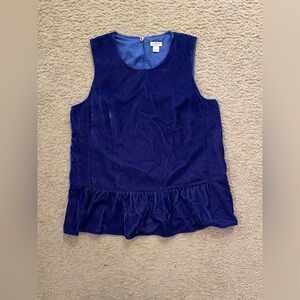 J Crew ruffle hem velvet shell